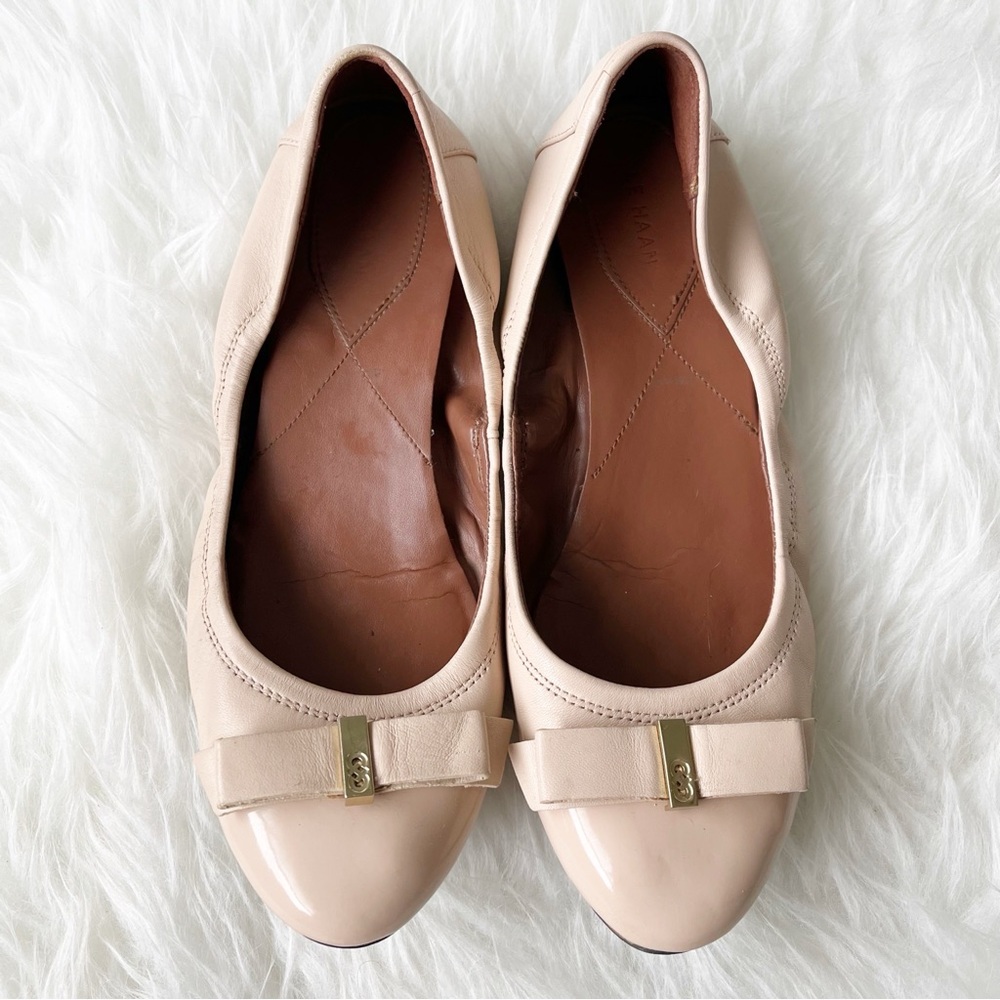 COLE HAAN Elsie Nude Ballet Flats Bow Round Toe Size 8.5